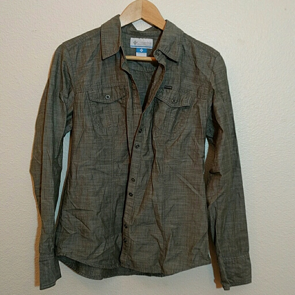 Columbia olive grey shirt
